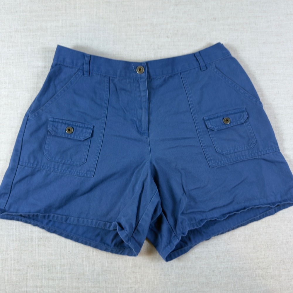 Jones Wear Sport Blue Cotton Cargo Shorts Womens Size 12 Utility Mid Rise